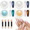 4 Schachteln Weiße Perle Chrom Nagelpuder - BISHENGYF Glazed Donut Cromepulver NäGel Transparent Aurora Ice Shimmer Chrome Nail Powder für Nägel DIY-Salon