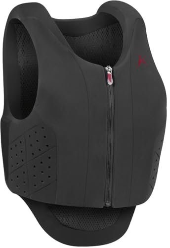 RL24 - Sicherheitsweste Safety Vest Ultra Fit von Komperdell – Rückenprotektor mit Frontzip – Unisex Protektorenweste in Schwarz – ergonomische Schutzweste inkl. Hufkratzer – Größe M