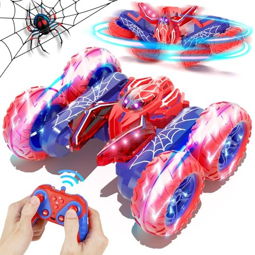 SOGAWEBB Spider Ferngesteuertes Auto 2.4Ghz mit 360° Flip & LED, 4WD Allrad Stunt RC Auto für Outdoor/Indoor, Offroad Truck Kinder/Jungen ab 3 4 5 6 7 8+ Jahre