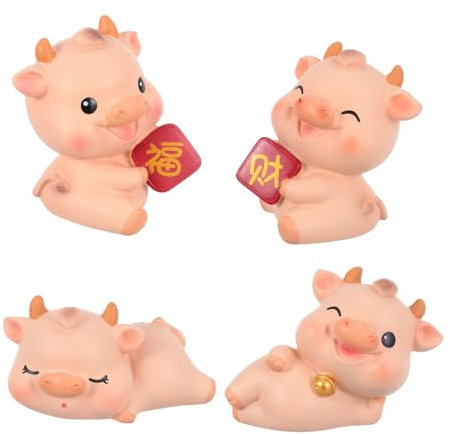 RORPOIR Elegante Bull Craft Statue 4 Stück Harz Bull Schmuck Für Wohnkultur Landschaftskunst