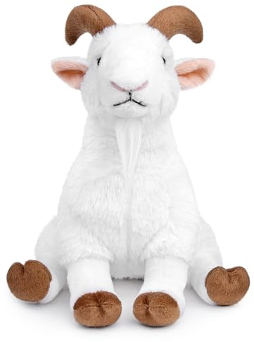 RLOMUTE 8.6 Zoll Weiße Ziege Kuscheltier Plüschtier realistisches Stofftier weiches Farm für Gastgeschenke Begleiter Schlafzimmer Auto Heimdekoration Sammlergeschenk für Kinder Jungen Mädchen Sitzen