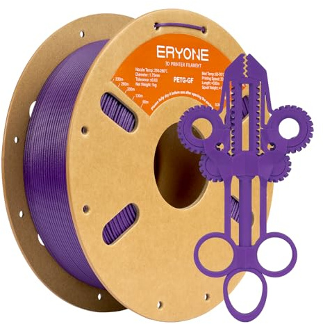 ERYONE Glass Fiber PETG Filament 1.75mm +/- 0.03mm, 3D Printing Filament PETG GF, 1kg (2.2 LBS)/Spool, Purple
