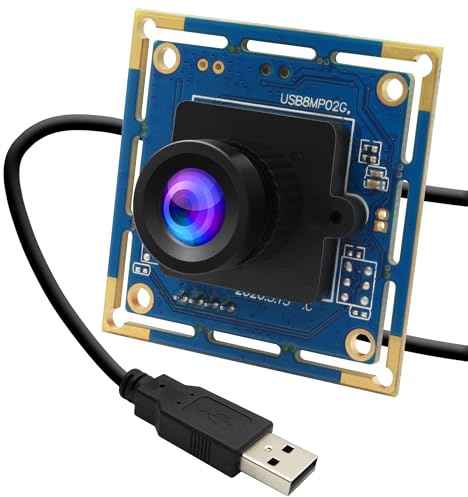 USB Camera Module 8MP IMX179-3264x2448 HD Mini Webcam with 2.1mm Lens, UVC Plug & Play for 3D Printer/Industrial Machine/Robot, Compatible with Windows/Linux/Mac/Android