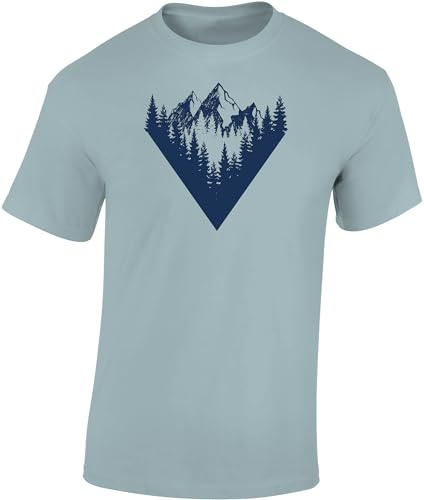 Baddery Wander T-Shirt Herren - „Waldgipfel“ | Shirt für Wanderer & Bergsteiger mit Berg-Motiv