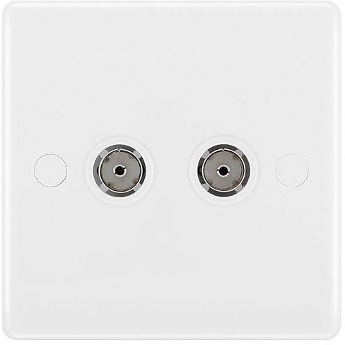 BG 861 Moulded Round Edge | White | 2 Gang Co-Axial TV Socket Outlet