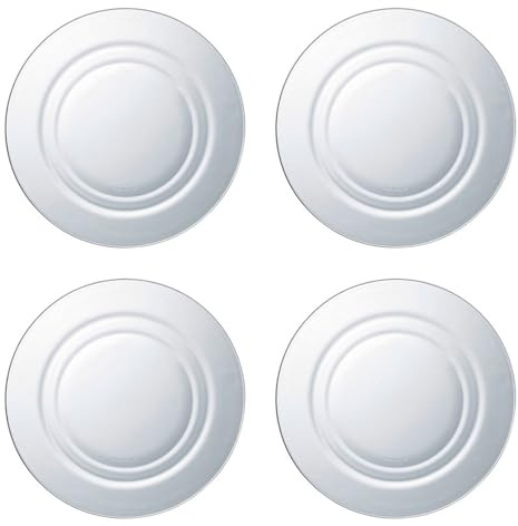 Tradineur - Set di 4 piatti fondi in vetro, modello Lys, resistenti stoviglie da cucina, lavabili in lavastoviglie, trasparenti - Ø 23 cm