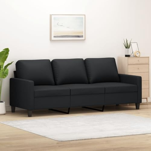 Frdhee Sofabett Sofa Klein, 3-Sitzer-Sofa Schwarz 180 cm Kunstleder für Gäste und Alltag