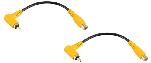 QUARKZMAN 2 Piezas Cable RCA 1RCA Macho Curvado A 1RCA Hembra 0.5 Pies | Cable Audio Video, Para Subwoofer Amplificador Home Theater DVD TV