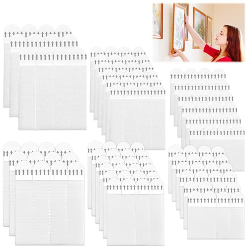 60 Paires Scratch Autocollant Double Face Accroche Tableau Sans Percer | Bande Scratch Adhésive avec 3 Tailles Fixation Murale Bandes Scratch Double Face Pour Accrocher des Photos et Des Tableaux