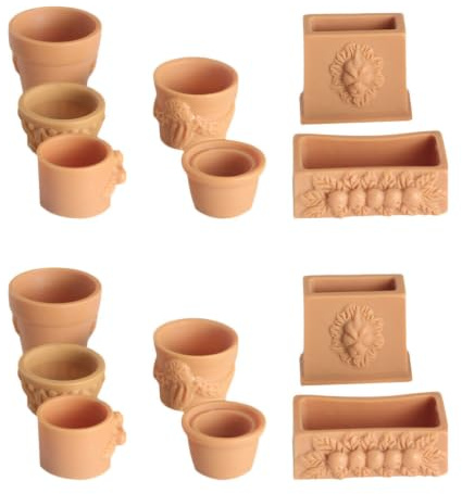 GOOHOCHY 14pcs Miniature Flowerpots Dollhouse Garden Decoration Tiny Resin Plant Pots Fairy Miniature Planters for Dollhouse Accessories DIY Micro Landscape