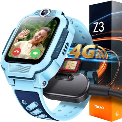 imoo Z3 Montre Connectée Enfant 4G avec Carte SIM : Traceur GPS Enfant Précis, Appels Vidéo HD, SOS, Étanche IP68 et Mode Classe - Smartwatch Enfant Fille Garçon