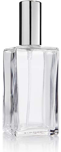 Fantasia 46192 Flacon de parfum carré avec pompe, Vaporisateur et bouchon Argenté 100 ml