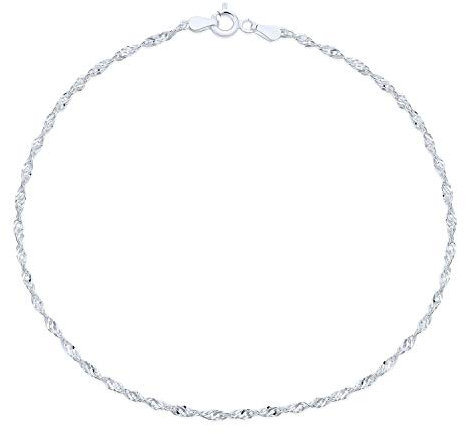 Bling Jewelry Chaîne De Singapour Bracelet De Cheville Torsadé Pour Femmes Adolescents En Argent Sterling .925 9 Pouces Fabriqué En Inde