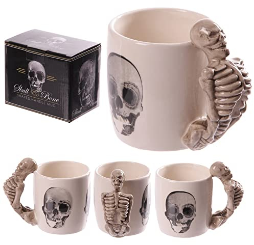 Puckator SMUG76 Mug avec Anse squelette Céramique Blanc/Beige/Gris 13 x 8,5 x 11 cm