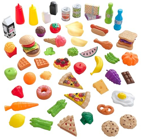 KidKraft 65-teiliges Spielzeug-Lebensmittel Spielset für Kinderküche, Spielküche Zubehör, Spielzeug für Kinder ab 3 Jahre, 63510