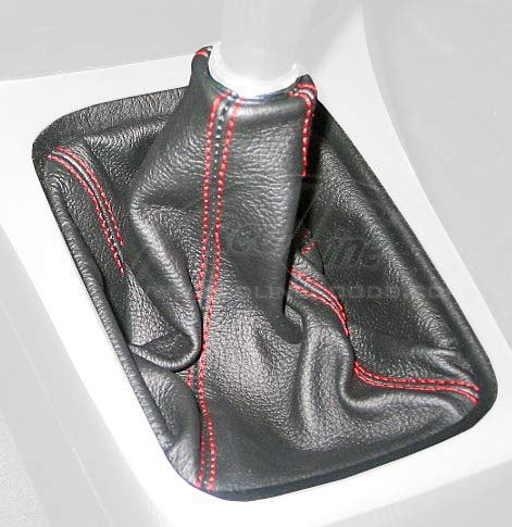 RedlineGoods Schaltsack Manschette kompatibel mit Honda Civic 1996-00. Maßgeschneidert - Nicht universell. Echtes Top Qualitat Italienisches Leder. Schwarz mit Blauem Faden