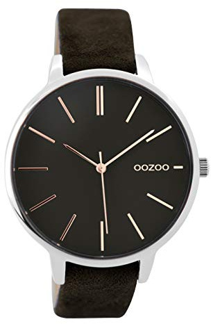 Oozoo Damenuhr mit Lederband 42 MM Schwarz/Schwarz C9214
