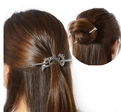 Barrettes à cheveux celtiques viking - Accessoires pour cheveux viking - Nœud celtique - Épingle à cheveux longue - Décoration irlandaise pour cheveux longs, tresses - Pince à cheveux avec bâton