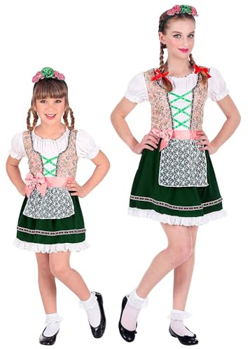 W WIDMANN MILANO Party Fashion - Kinderkostüm Bayerin, Dirndl und Haarreif, Bierfest, Volksfest, Trachtenkleid