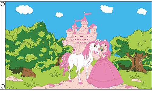AZ FLAG - Flagge Prinzessin-Pony-Schloss - 150x90 cm - Princess Pony Castle Fahne 100% Polyester mit Messing-Ösen - 110g