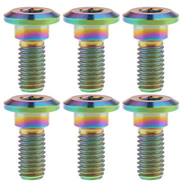 Ruifu Lot de 6 boulons de frein à disque en titane M8 Gr5 Ti boulons vis 20 22 30 33 mm pour moto Yamaha Suzuki (arc-en-ciel, M8 x 20 mm)