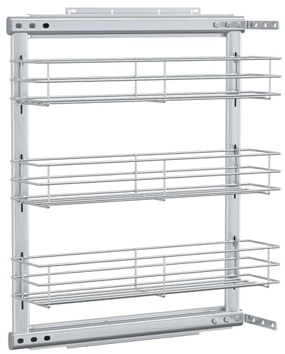vidaXL Bandeja Extraíble Cocina 3 Niveles Alambre Plateado 47x15,5x55,5 cm Canasta Accesorios Organización Optimización Práctica Espacio Utensilios