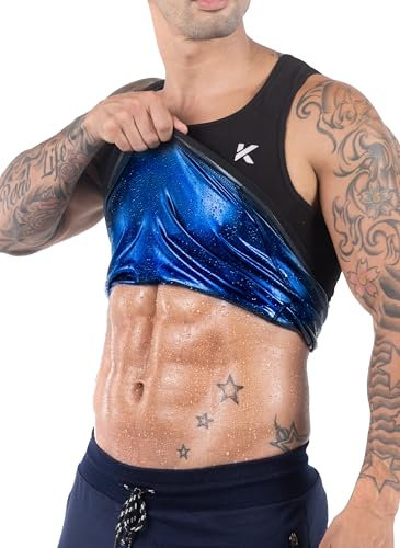 Kewlioo Wärmeisolierender Pullover für Herren, schweißverstärkende Weste – Saunaanzug, Hemd, Kompressionsweste, Shapewear Top für Fitnessstudio, Schwarz, Large/X-Large