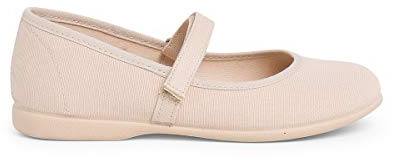 Pisamonas Mädchen Riemchenballerinas Aus Stoff Mit Dünnem Klettverschlussriemen Größe 30 Farbe Sand