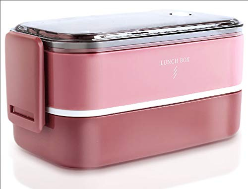 DMFSHI Brotdose, Lunchbox, 2-Lagige Bento-Brotdose, Lebensmittelbehälter-Brotdose für Kinder Erwachsene Arbeit Schulreisen, Mikrowelle Gefrierschrank Geschirrspüler Safe (rot)