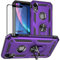 Yiakeng iPhone XR Case with Screen Protector, Silicone Shockproof Military Grade Protective Phone Cover with Ring Kickstand (Purple)