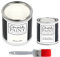 Chalk Paint Warmweiß & Finish + Pinsel – Set für Farbe und Schutz (750 ml Farbe + 250 ml Finish + Profi-Pinsel 40)