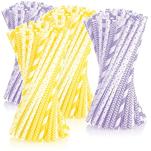 com-four® 400x Pailles à Boire en Papier - Pailles écologiques pour fêtes, Anniversaires, Mariages et fêtes - Paille