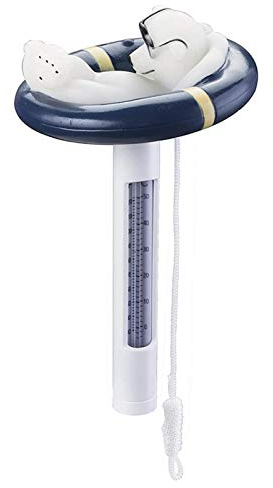 Dongzhi Schwimmendes Pool-Thermometer, Kunststoff schwimmendes Schwimmbad-Thermometer, niedliches Tier-geformtes schwimmendes Thermometer für Außen- und Innenpool/Whirlpool (Eisbär)