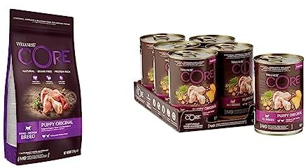 Wellness CORE Puppy Starter Pack, Probierpaket mit Welpenfutter trocken & nass für Kleiner & mittelgroßer Rassen, getreidefrei, hoher Fleischanteil, Pute & Huhn