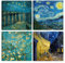 DìMò ART Moderne Bilder Vincent Van Gogh, 4 Stück, 30 x 30 cm, Druck auf Leinwand, klassische Kunst, Dekoration für Küche, Schlafzimmer, Wohnzimmer, Bar, Büro, Restaurant