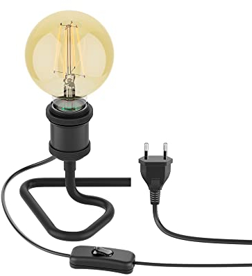 ledscom.de Tischlampe RETRA, Schalter, schwarz + LED Lampe 818lm warmweiß