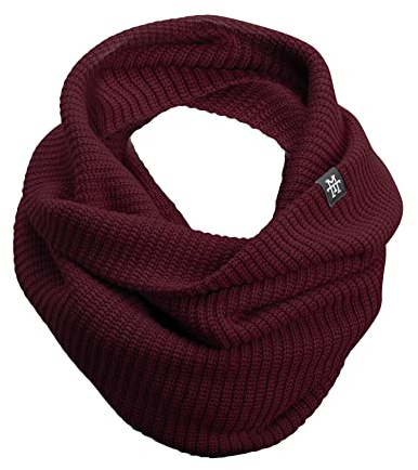 Manufaktur13 Knit Loop - Schlauchschal, Strick Loop mit Waffle Knit Muster, Wollschal/Langschal in versch. Farben erhältlich (M13) (Bordeaux)