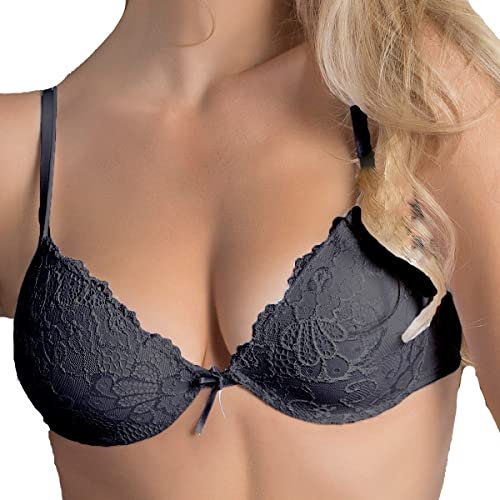 Cotonella 3 Pezzi Reggiseno L'Altra CD023 Push Up in Pizzo con Ferretto - Coppa B, Nero 1