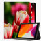 YENDOSTEEN Hülle für iPad Pro 9.7 mit Apple Pencil Halter,Rote und weiße Blumenblatt-Tulpe Klappständer Schutzhülle mit Automatischem Schlaf/Aufwach