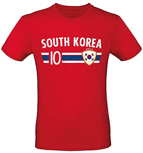 Fußball WM EM T-Shirt Fan Artikel Weltmeisterschaft Nationalmannschaft Europameisterschaft Fanartikel Fan-Trikot Herren Damen Fan Shirt, L, Süd Korea