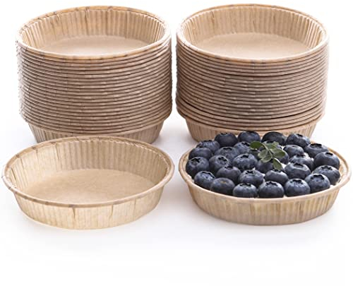 Mini Kuchenform Papier,Tartformen zum Backen,50 Stück,Mini Törtchenformen mit Durchmesser von 10 cm, Antihaftbeschichtet & Unbleich & Hitzebeständig, für Mikrowelle und Ofen