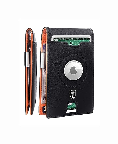 TRAVANDO AirTag* Herren-Geldbörse mit Geldklammer und Kartenhalter, RFID-blockierend, Geschenk für Männer, Orange/Abendrot im Zickzackmuster (Sunset Chevron), Slim, Airtag-Geldklammer