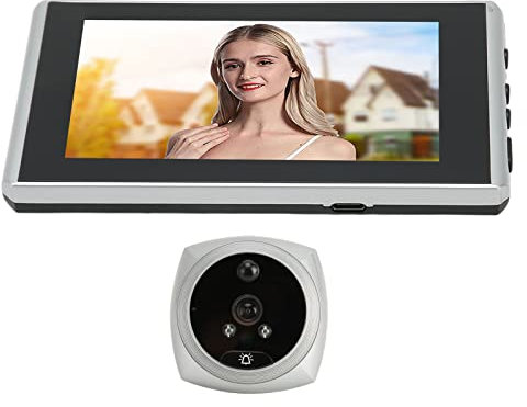 Spioncino Digitale per Porta, Schermo da 4,5 Pollici Telecamera 1080P Ultra HD Visione Notturna a 135 Gradi Campanello Digitale Intelligente (D'argento)