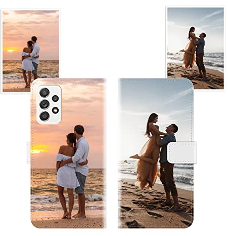 Sunrive Personalisierte hülle kompatibel mit Samsung Galaxy A54 5G Handyhülle Benutzerdefiniert,Schutzhülle Lederhülle handykette universal Etui mit Eigenem Foto Bild Text Individuelle