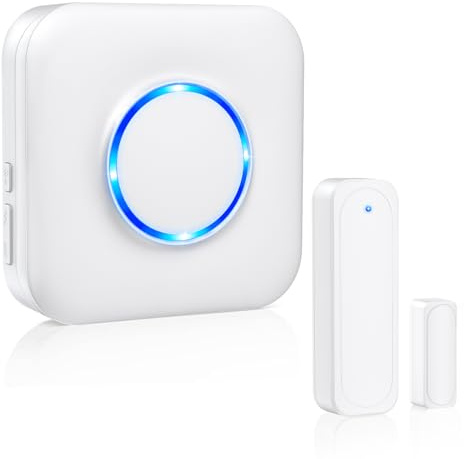 Door Chime, Satisure Wireless Door Open Contact Sensor Alarm Chime with 600 FT Range 58 Chimes 5 Volume Levels LED Indicators, Door Ringer Alert for Business/Store/Home/Office When Entering