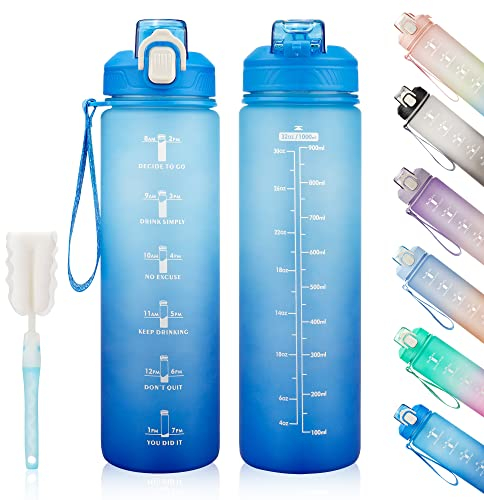 YC Kitchen Trinkflasche 1L – Wasserflasche 1L, auslaufsichere und BPA-freie Trinkflasche sport - Wasserflasche für Sport, Fitness, Kinder, Schule, Uni, Fahrrad, Outdoor