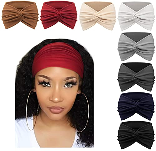 DRESHOW 8 Stück Damen Stirnbänder Kopfband Haarband Elastische Weiche Stirnband für Alltag Yoga Sport Fitness