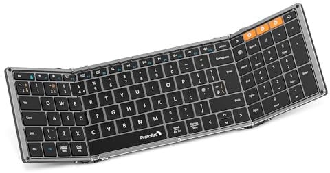ProtoArc Foldable Bluetooth Keyboard with Number Pad | XK01 Full-Size Portable Wireless Keyboard for Windows iOS Android Tablet | QWERTY UK Layout - Space Grey