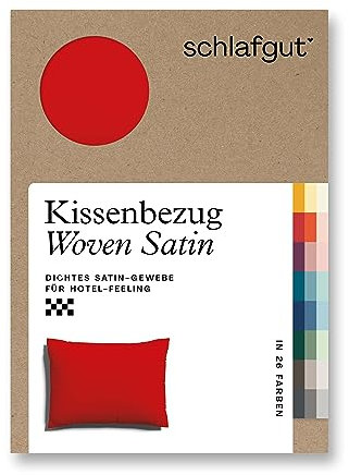 schlafgut Woven Satin Kissenbezug 70x90 cm Red Deep Uni in Premium Hotelqualität, Kopfkissenbezug einzeln mit 100% weicher Baumwolle
