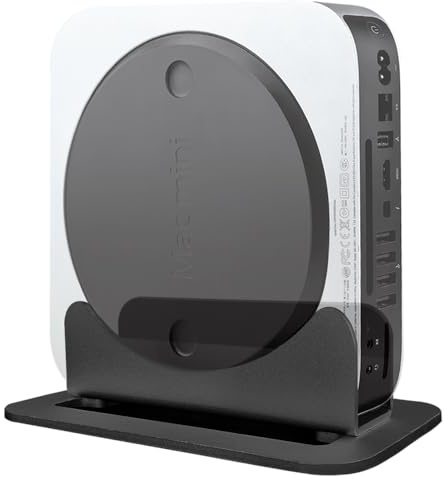 IFCASE Desktop Vertical Stand for Mac mini 2010-2023 M1 M2 Pro, Black | Non‑slip Silicone Pads, Aluminum Solid, Save Desktop Space